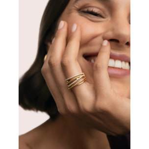 Anillo Triple Cross Spark Baño Oro