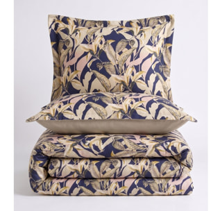 Parure housse de couette et taies oreiller 100% Satin de Coton imprimé
