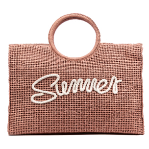 Bergantino Borsa shopper Donna. Realizzata in carta intrecciata design "Summer"