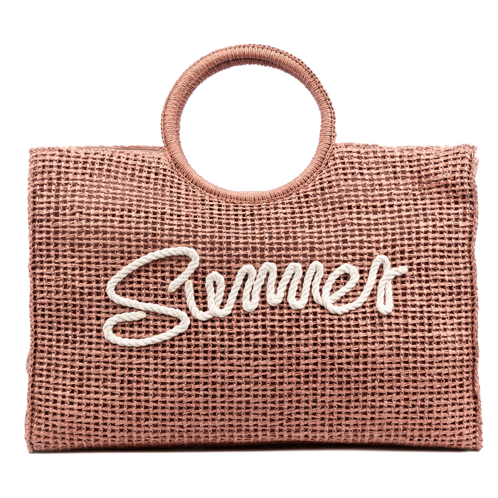 Bergantino Borsa shopper Donna. Realizzata in carta intrecciata design "Summer"
