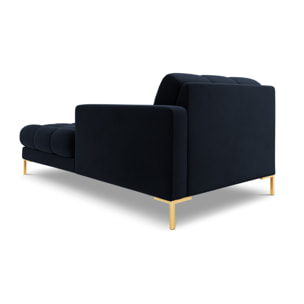 Méridienne droite "Bali" en velours bleu foncé