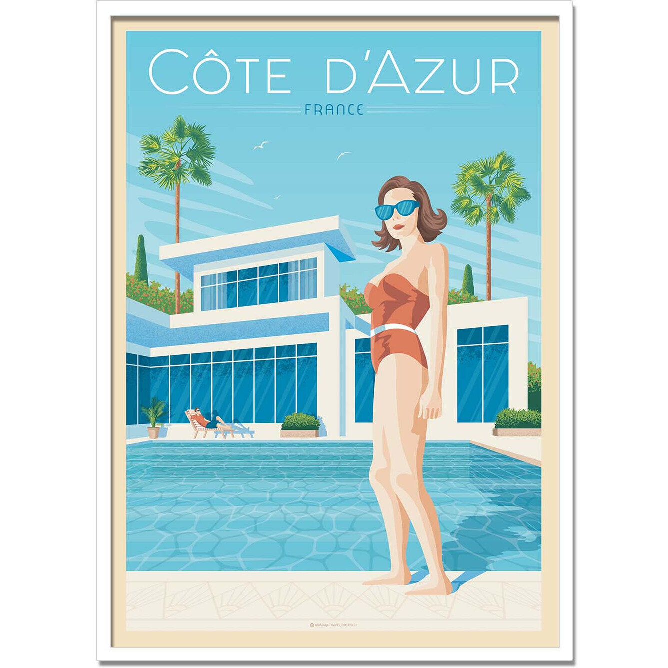 Affiche - Cote d'Azur Piscine - Olahoop Travel Posters