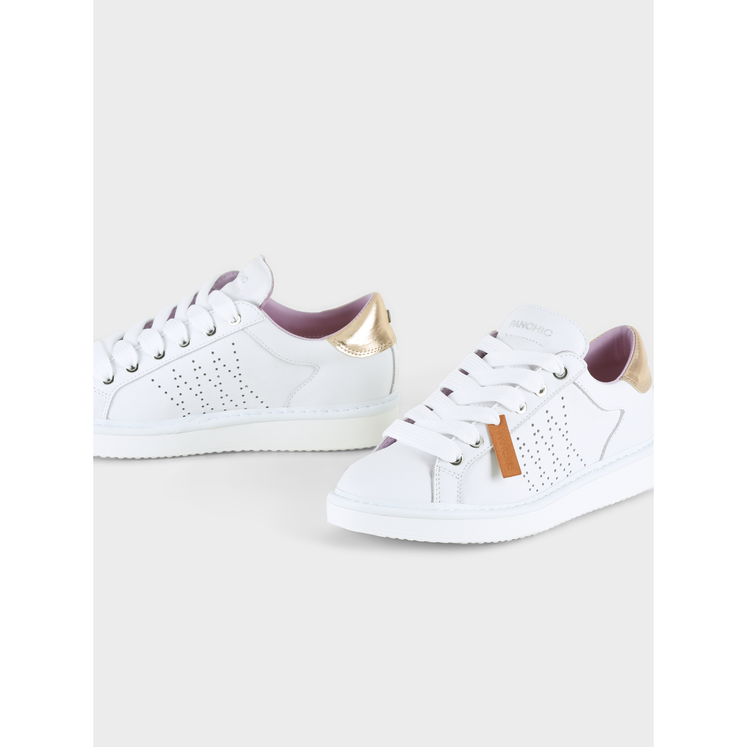 SCARPA ALLACCIATA P01 DONNA IN PELLE BIANCO-ORO