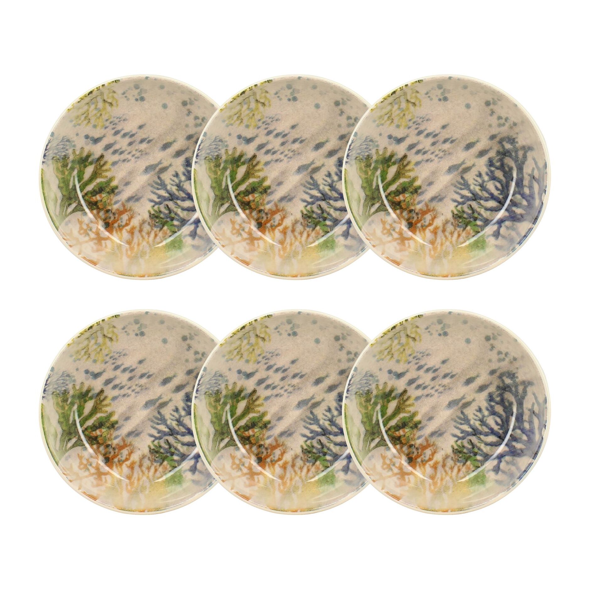 Lot de 6 coupelles motif aquatique en grès 600ml CORFOU