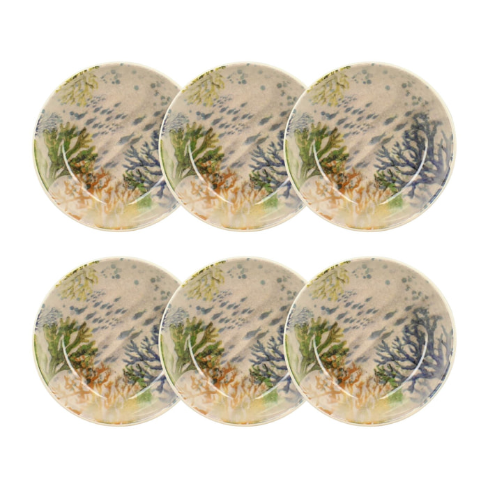 Lot de 6 coupelles motif aquatique en grès 600ml CORFOU