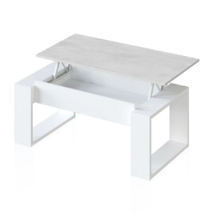 Mesa de centro elevable Neo Blanco Artik (Blanco Mate) - Gris Cemento