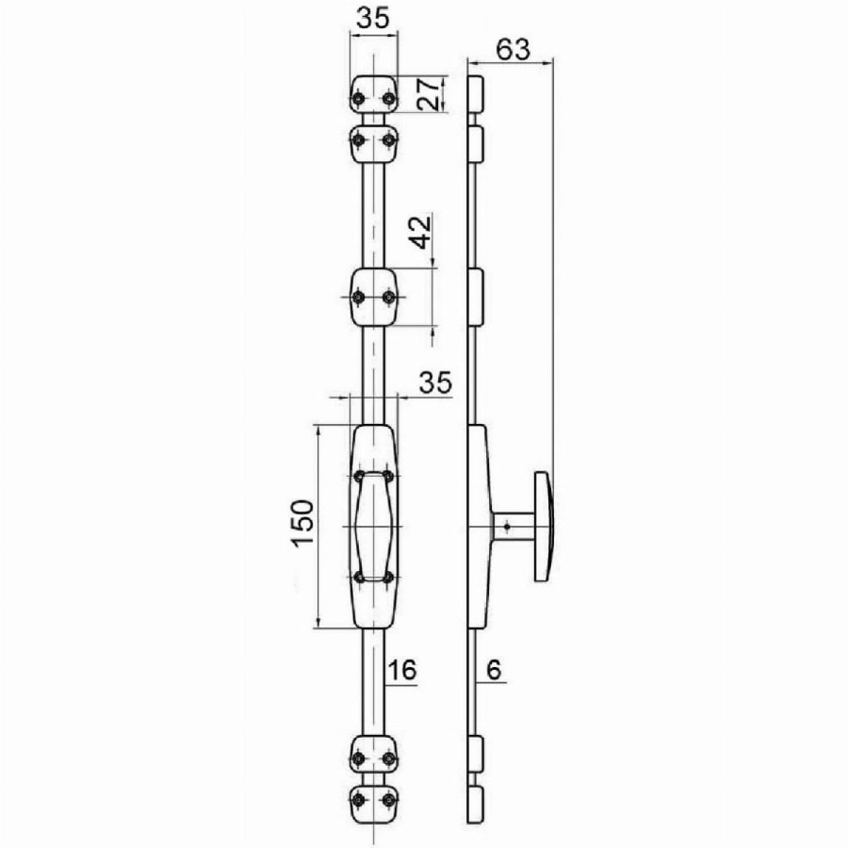 Crémone 1BX MAP à bouton inox - Zingué - 1BX