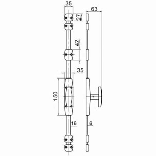 Crémone 1BX MAP à bouton inox - Zingué - 1BX