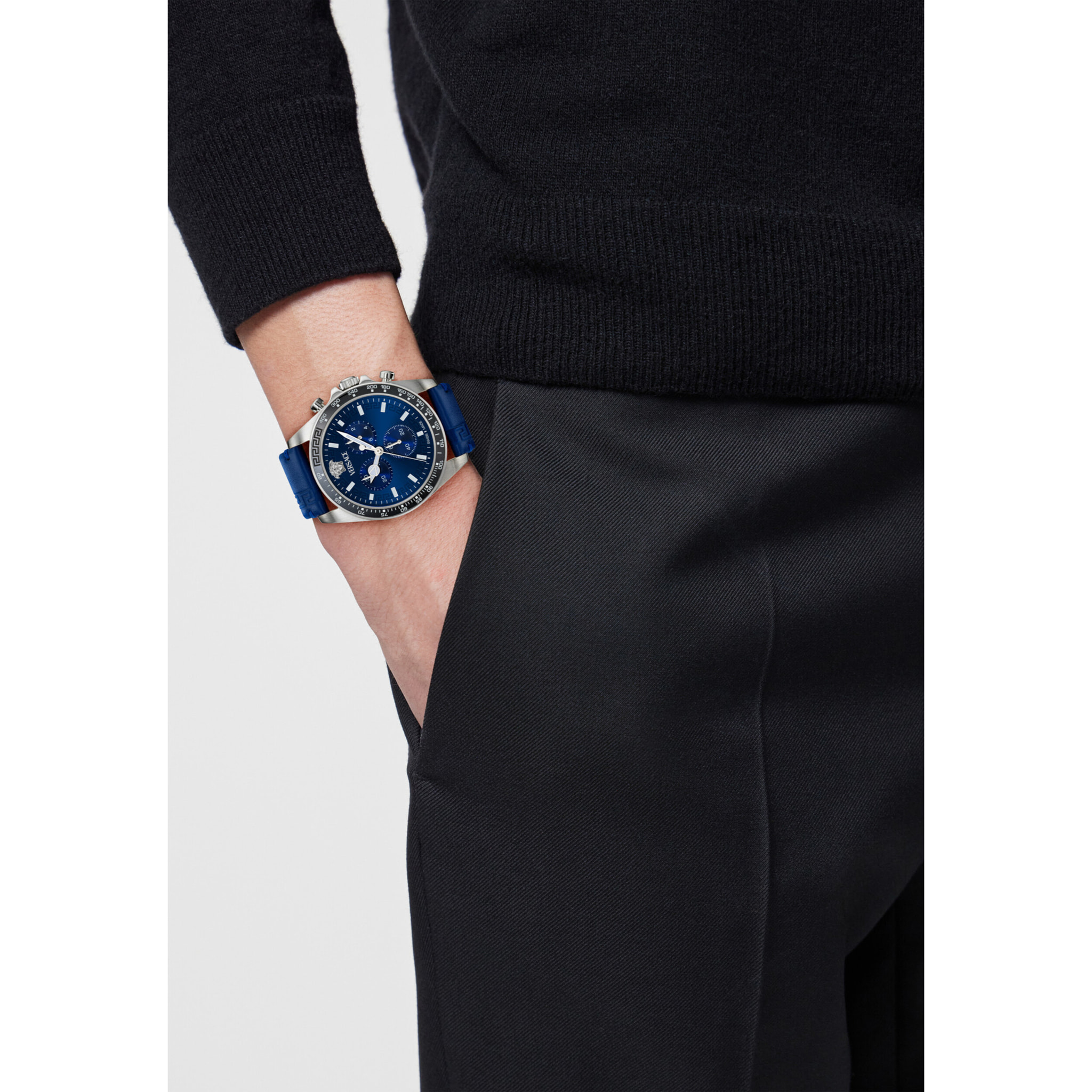 Versace Reloj Cronógrafo De Cuarzo Greca Chr Wave (Wc-0H)