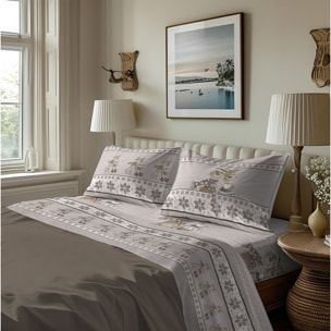 Completo letto in flanella renne beige