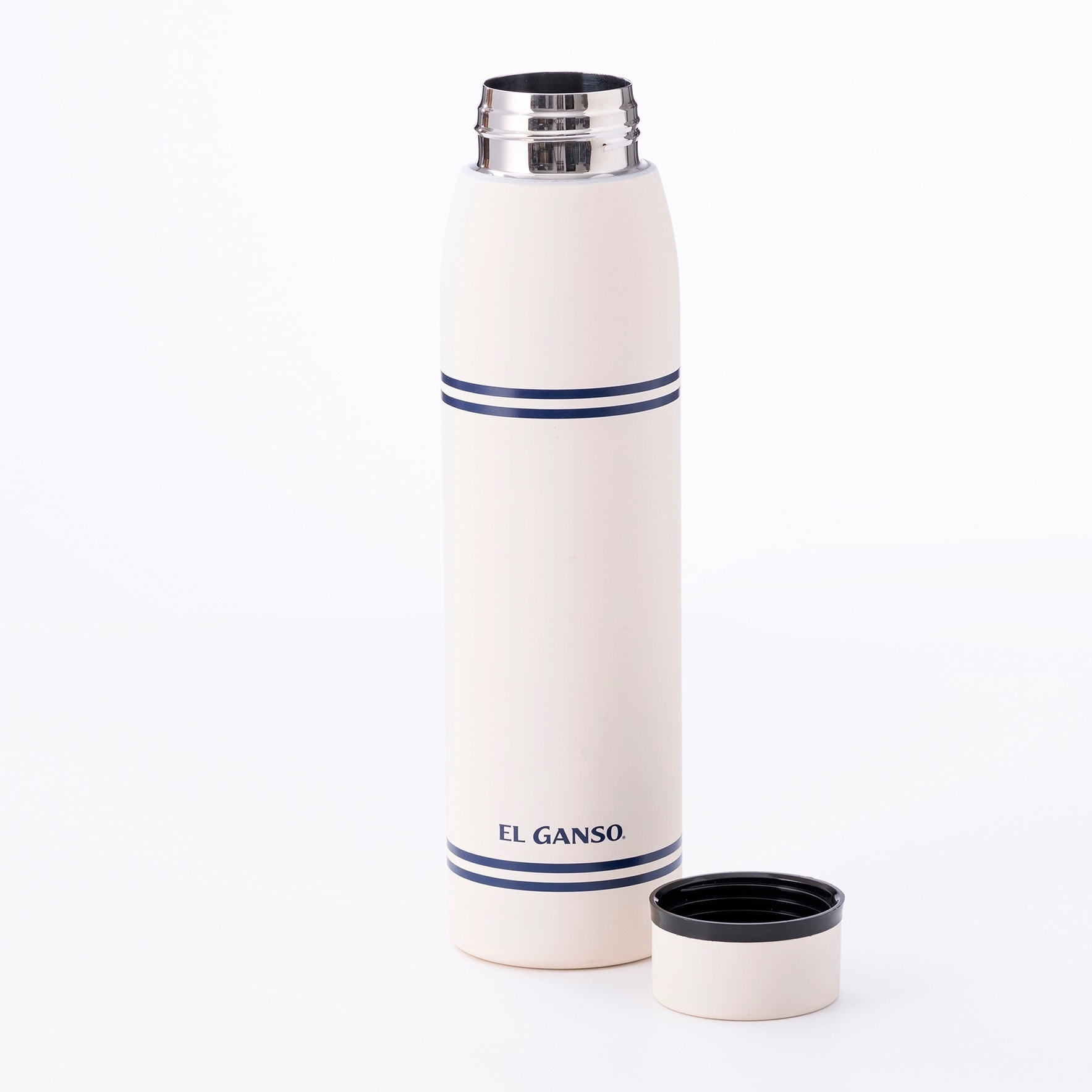 Set de 2 botellas de agua de 750ml en acero inoxidable color blanco + azul el ganso