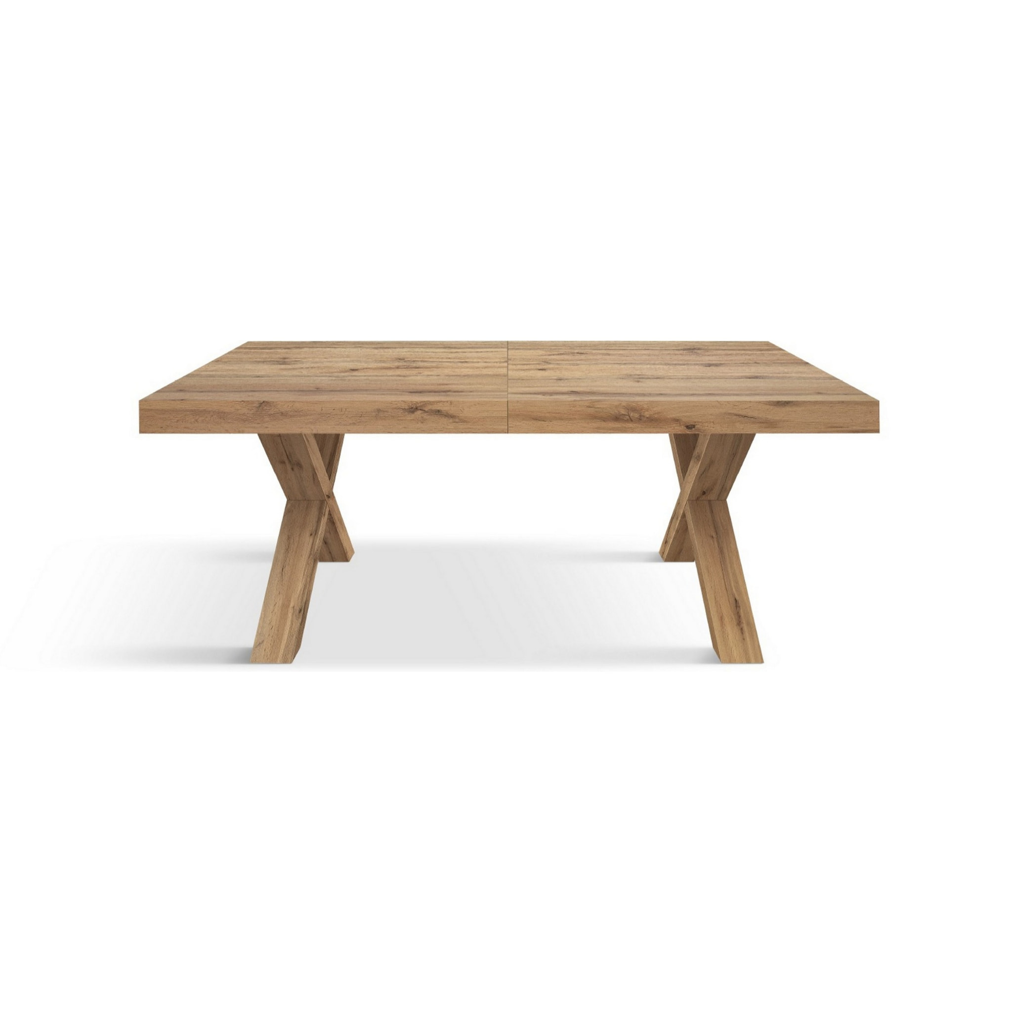 Tavolo allungabile AMALFI in legno effetto rovere rustico e gambe a X rovere rustico, allungabile 160x90 cm - 240x90 cm