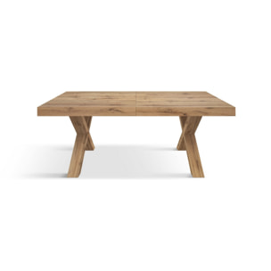 Tavolo allungabile AMALFI in legno effetto rovere rustico e gambe a X rovere rustico, allungabile 160x90 cm - 240x90 cm