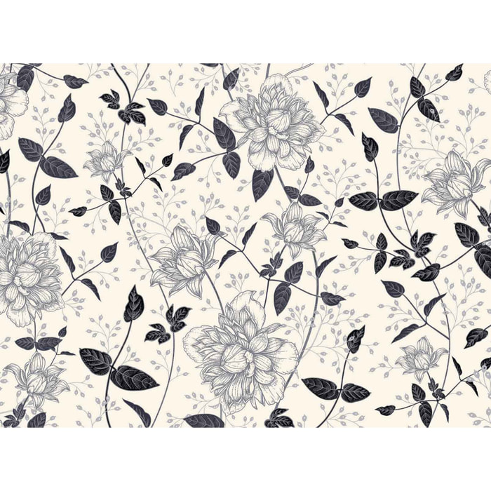 Papier peint panoramique Pivoine b&w  Intissé