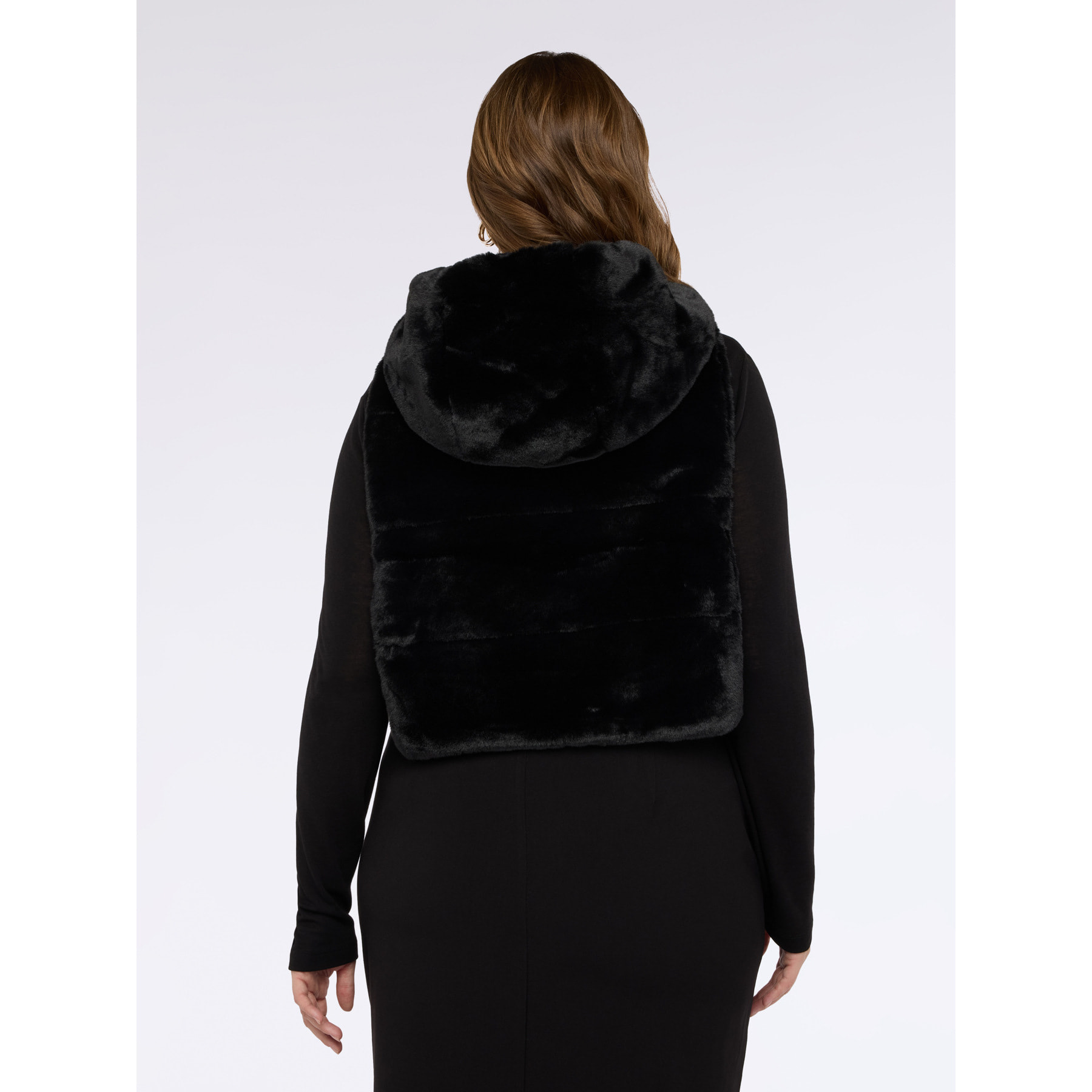 Fiorella Rubino - Pechera acolchada con capucha de peluche - Negro