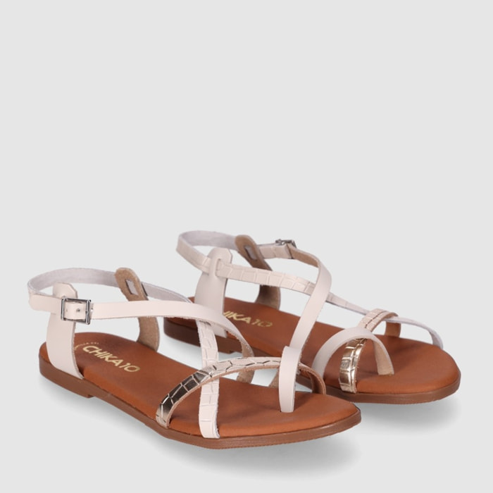 Sandalias de Piel - Hielo - Tacón: Bajo