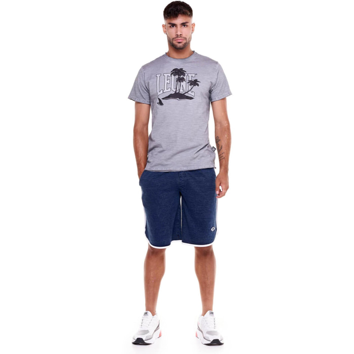 Camiseta hombre efecto desteñido palmera playa