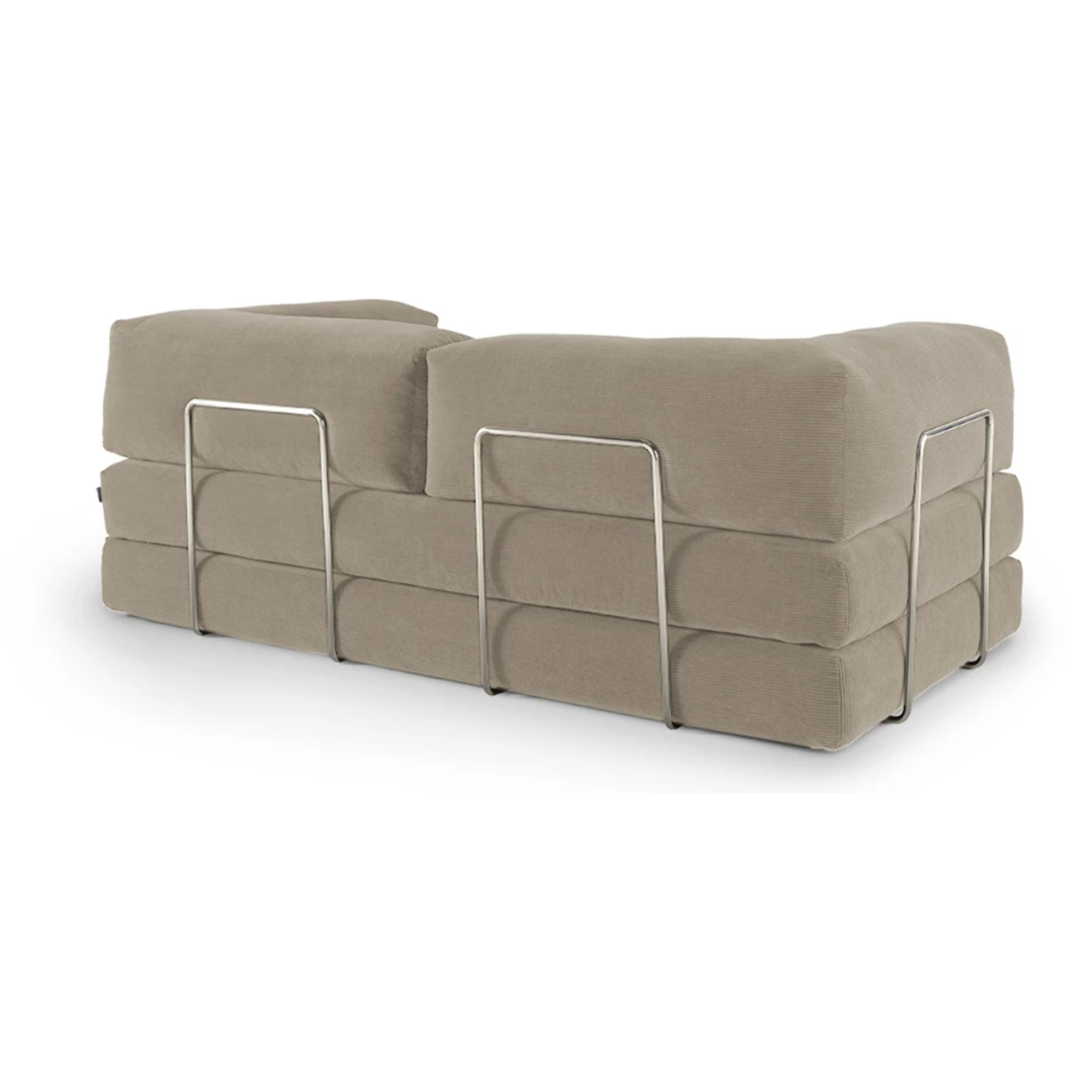 TRENDY - Canapé compressé 3 places modulable en velours côtelé taupe