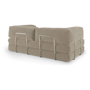 TRENDY - Canapé compressé 3 places modulable en velours côtelé taupe