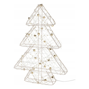 árbol navideño metálico dorado con 20 luces led blancas cálidad 21x4x30cm