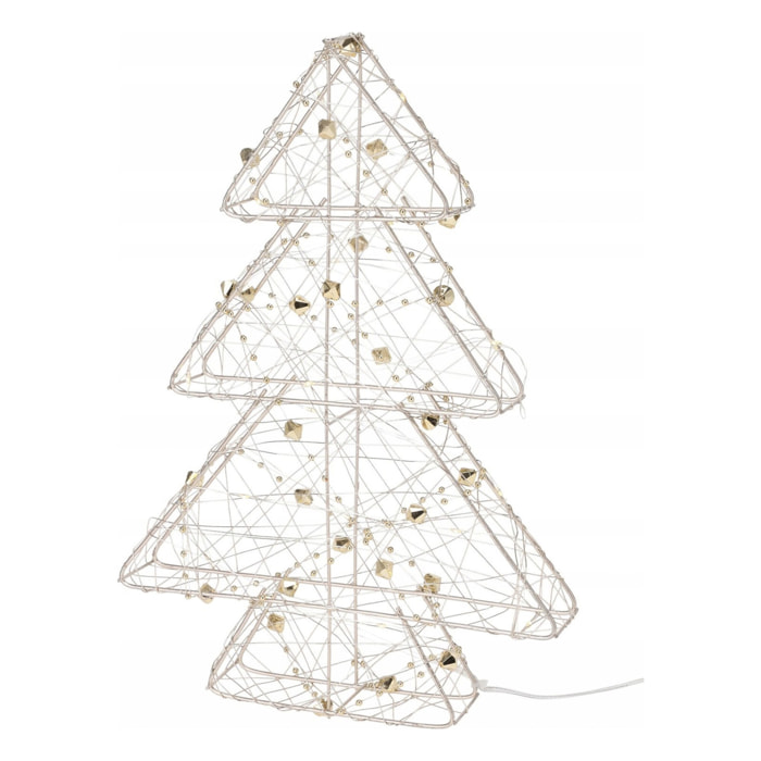 árbol navideño metálico dorado con 20 luces led blancas cálidad 21x4x30cm