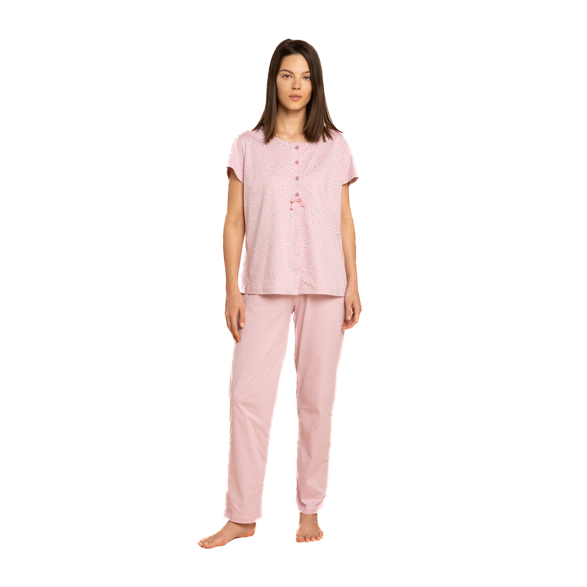 Pigiama donna top manica corta e pantalone lungo cotone tuly Noidinotte