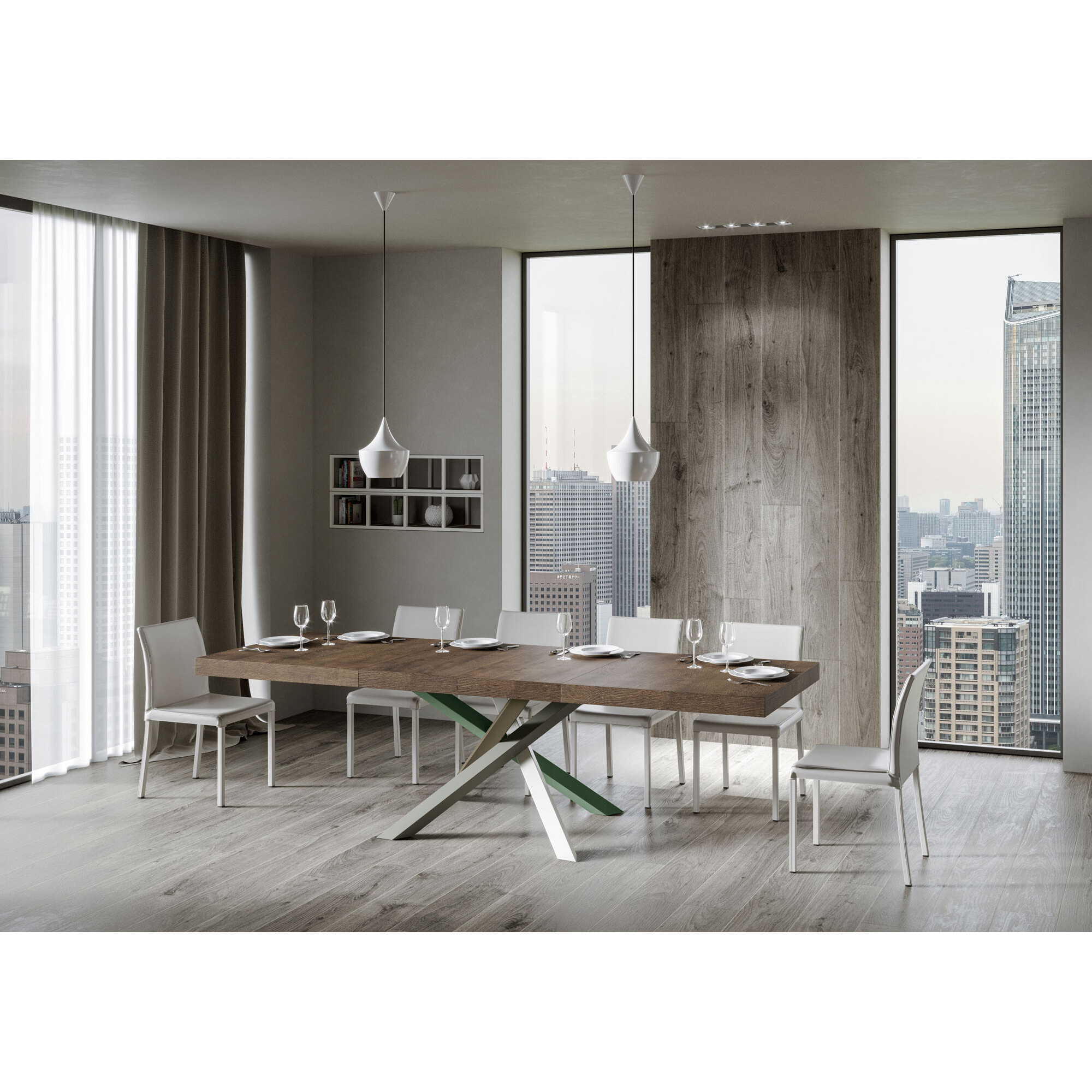 Mesa extensible 90x130/234 cm Volantis Premium Nogal estructura multicolor 4/A