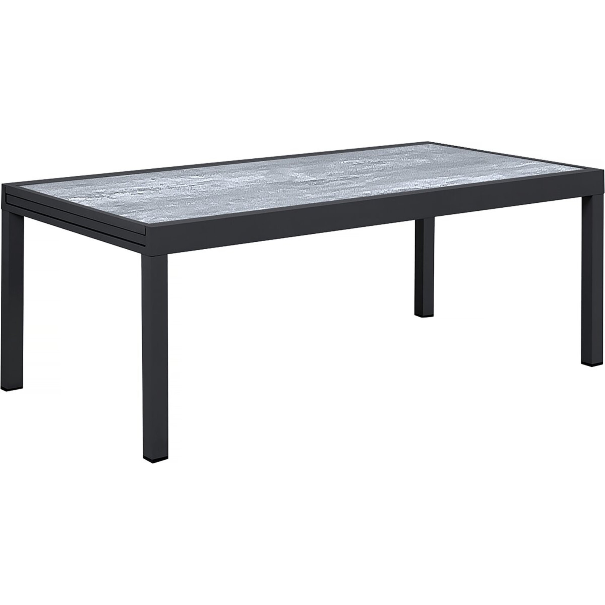 Table extensible et chaises de jardin en aluminium "Lagos" - 200/320 x 105 x 76 cm - 12 chaises - Noir