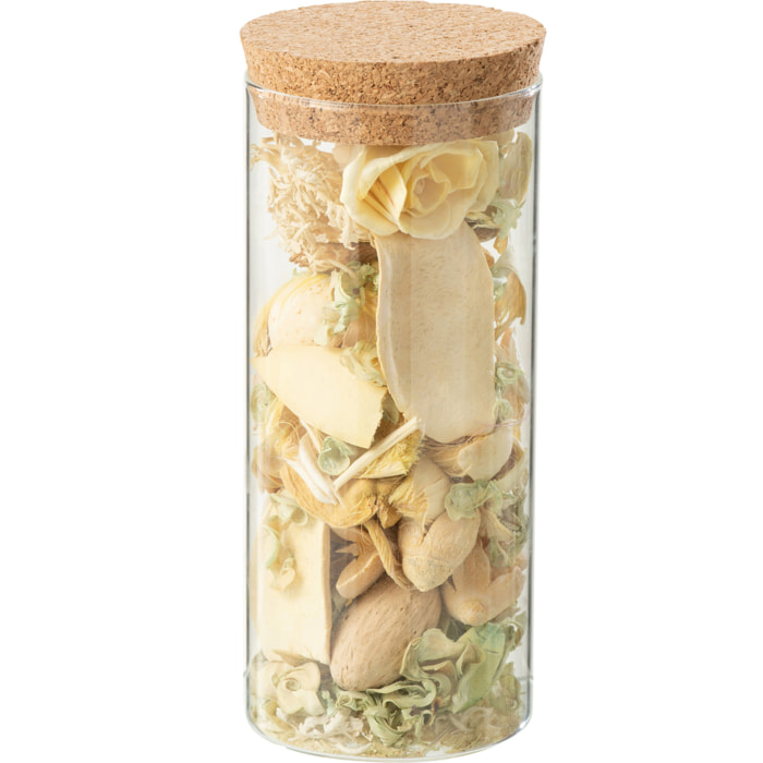 J-Line fleur sechée + pin citronnelle en pot - verre - jaune