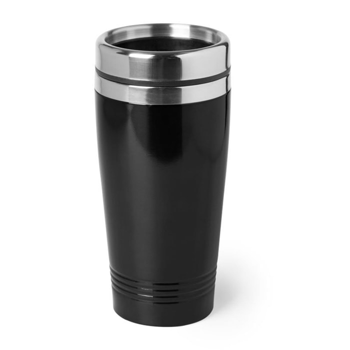 Domex vaso termico freddo/caldo parete inclinata acciaio inox di 450ml, doppia copertura per conservazione della temperatura, coperchio e base imbottiti.