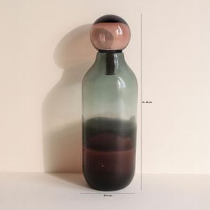 Vase avec bouchon bordeaux et gris en verre h46cm MAJESTY