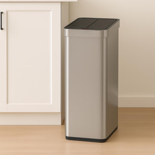 Cubo de Basura color metálico en acero inoxidable con apertura de alas y sensor automático
