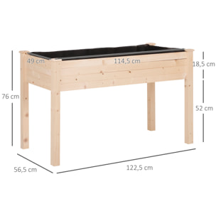 Huerto Urbano Elevado Madera 122,5x56,5x76cm Tela no Tejida 4 Orificios Natural