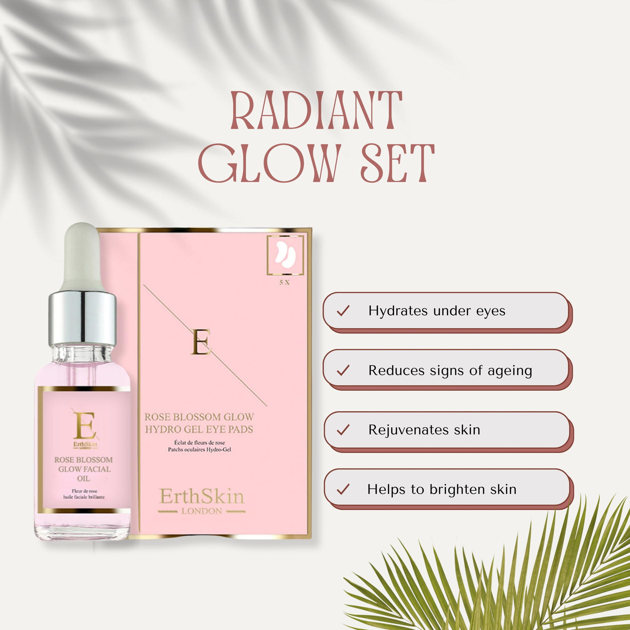 Set de brillo de ojos con pétalos de rosa