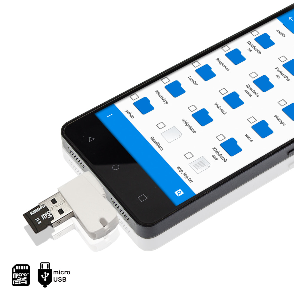 DAM LETTORE MICRO SD PER SMARTPHONE ANDROID OTG 2x1x3 Cm. Colore bianco
