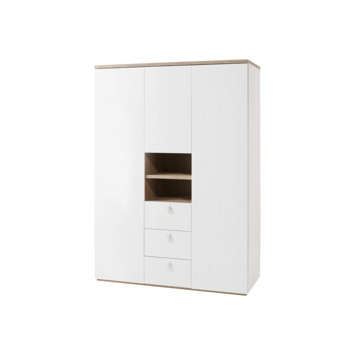 Armoire fonctionnelle bois clair et blanc - GLOBE