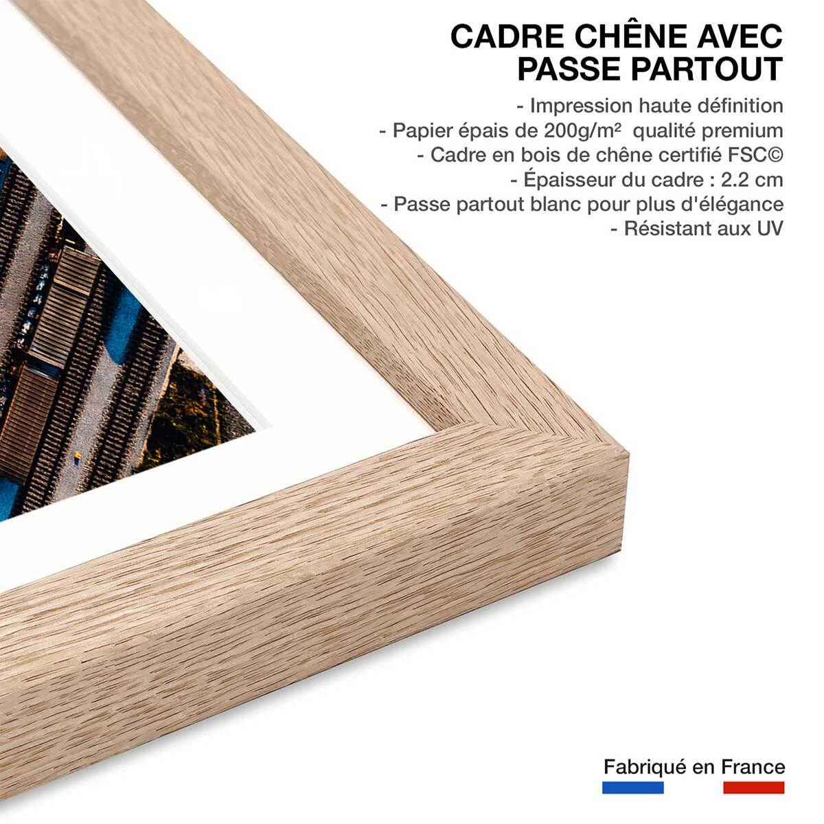 Affiche photo frêt et compilations Affiche + cadre en bois - Chêne
