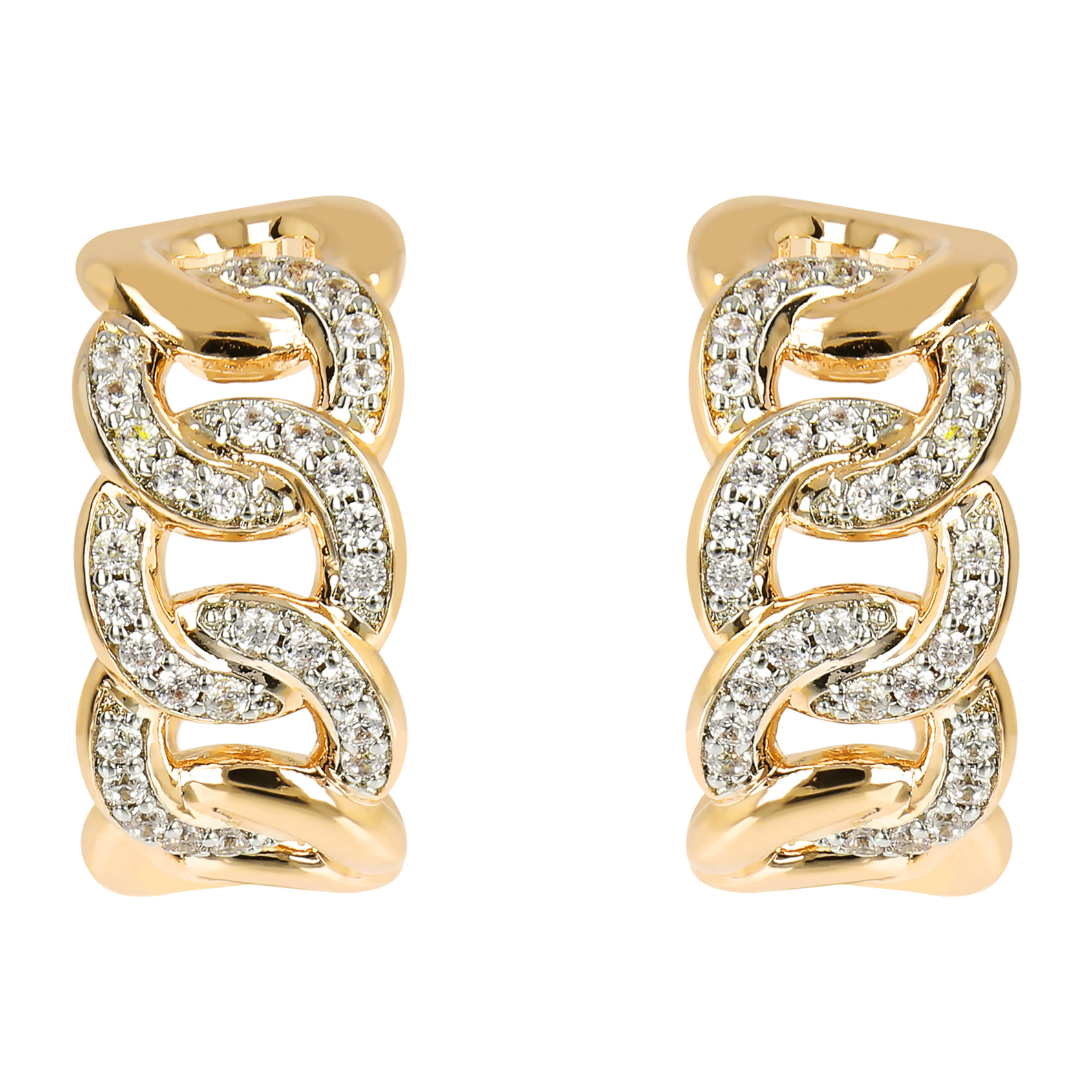 Orecchini a Cerchio Golden Catena Grumetta e Cubic Zirconia