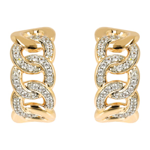 Orecchini a Cerchio Golden Catena Grumetta e Cubic Zirconia