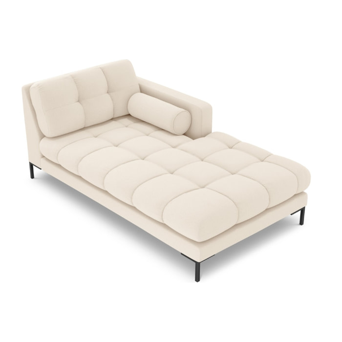 Méridienne droite "Bali" en tissu structurel beige clair