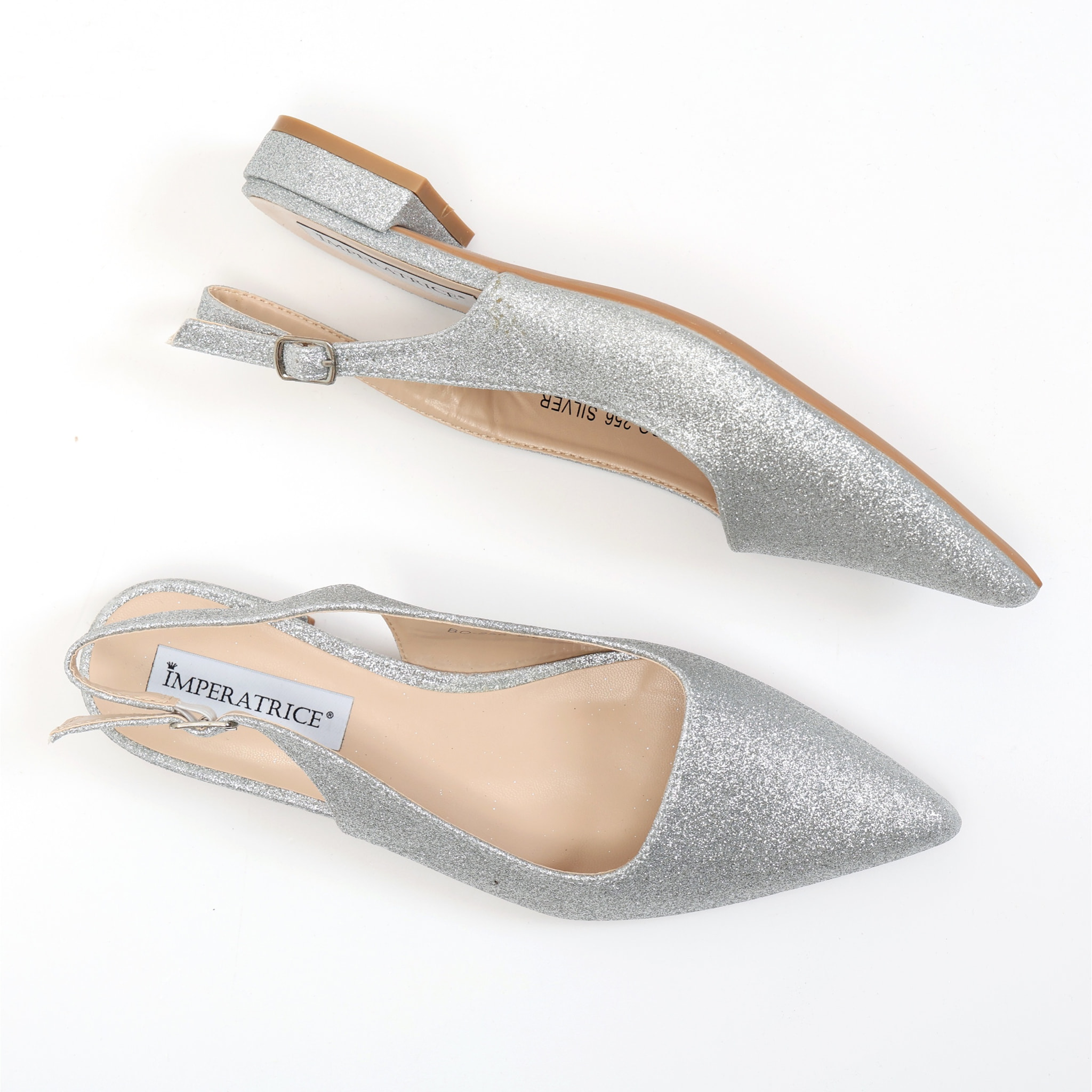 Ballerine slingback in simil pelle brillantinate