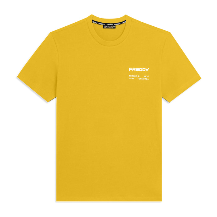 T-shirt in cotone con logo effetto gommato