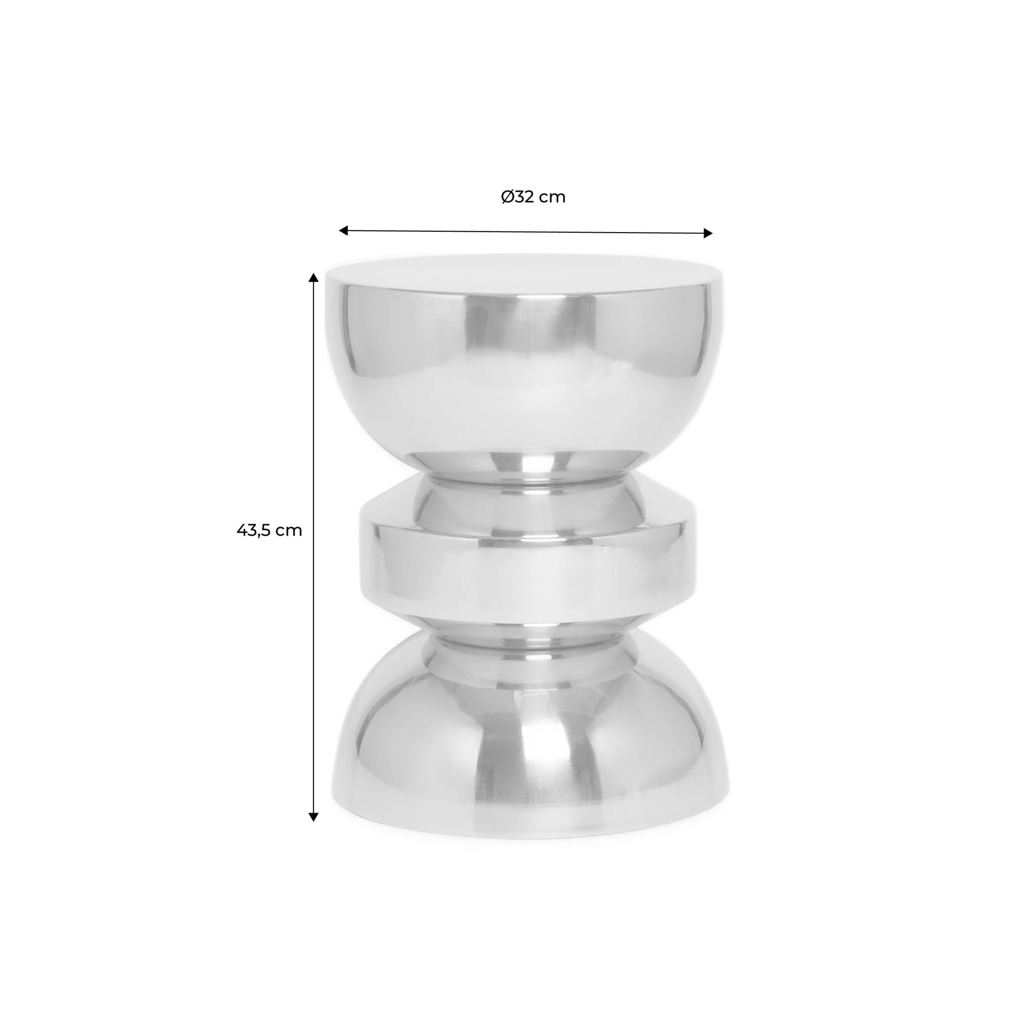 Table d'appoint, bout de canapé, table de chevet acier inoxydable chromé Ø32 x H43,5cm ASSA