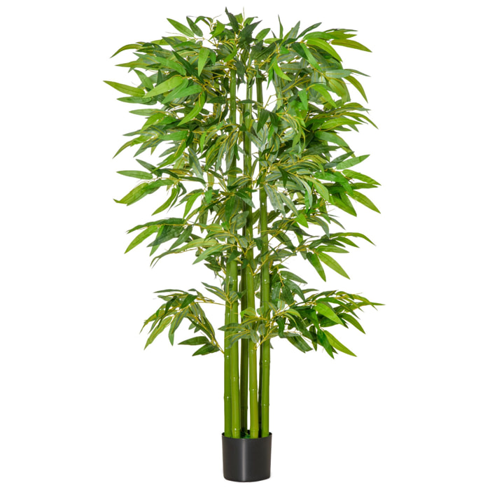 Árbol de Bambú Artificial 160 cm Planta Artificial con 975 Hojas y Maceta Planta Artificial Decorativa para Interior y Exterior Hogar Salón Oficina Verde