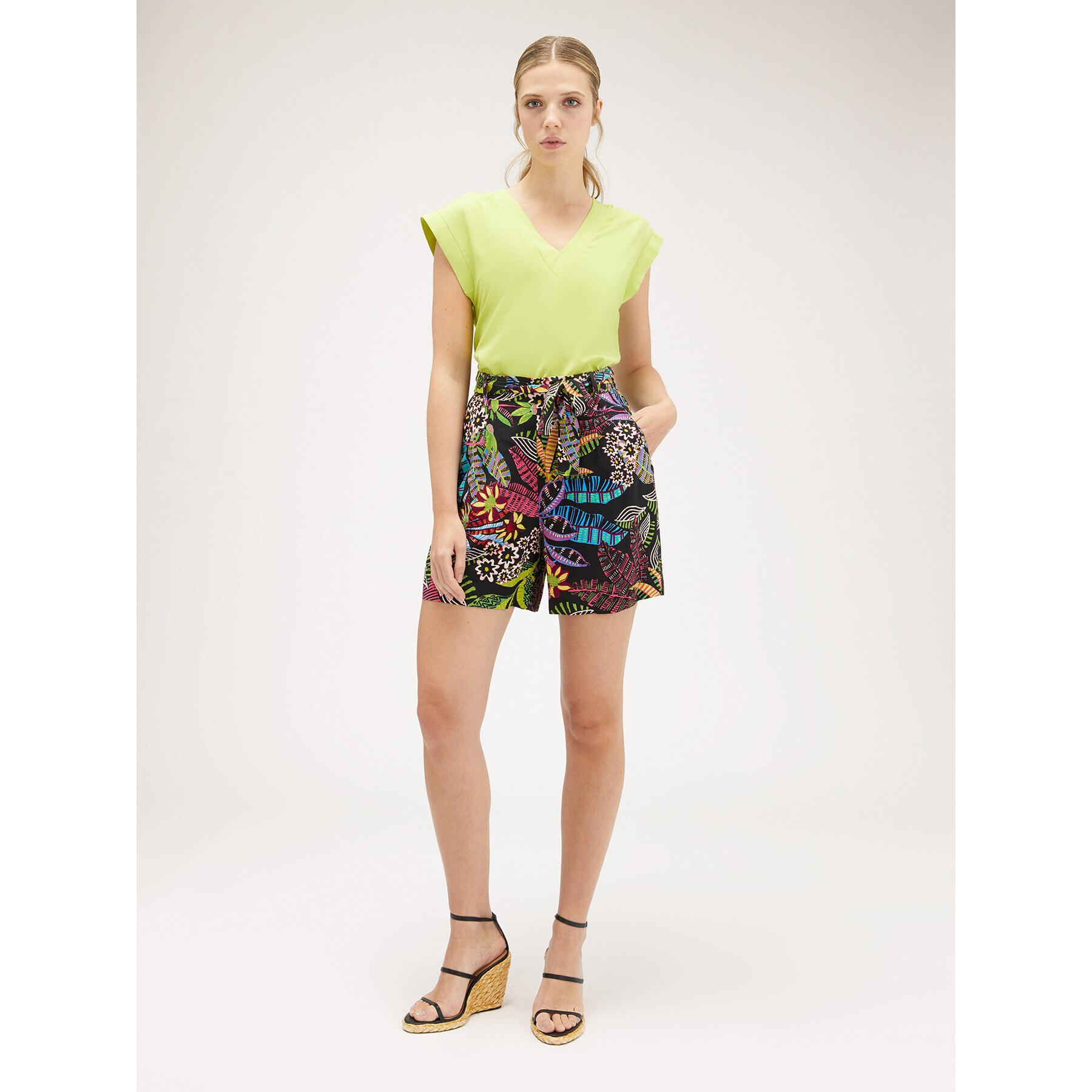 Motivi - Short fluido estampado tropical - Negro