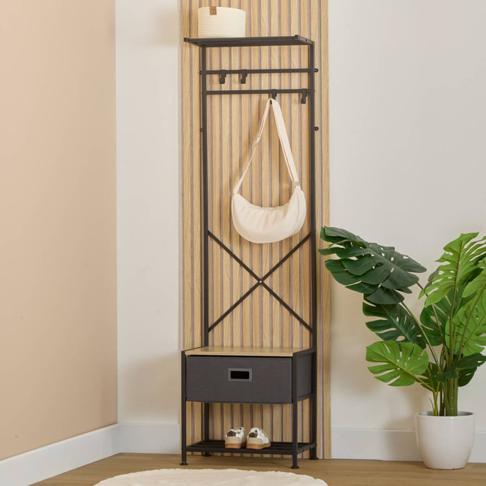 Dressing Tissa 4 patères 1 tiroir gris