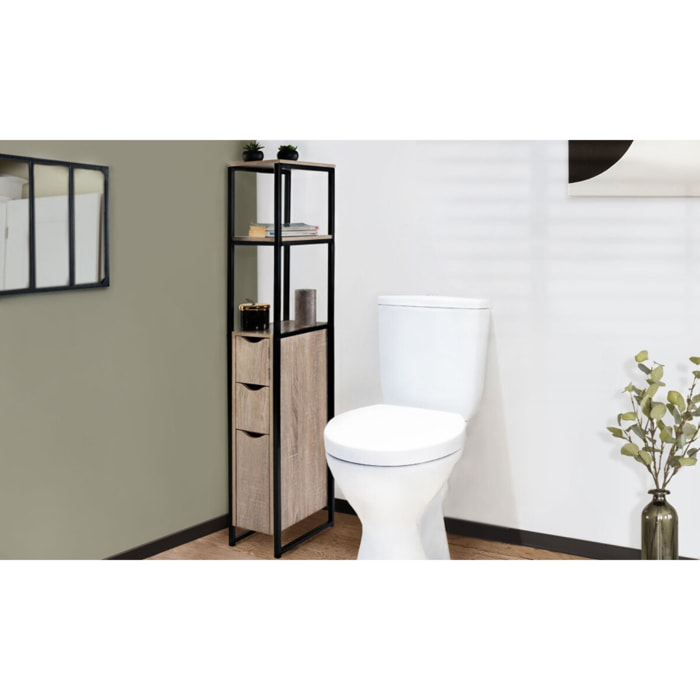 Meuble WC 3 portes design industriel avec étagères