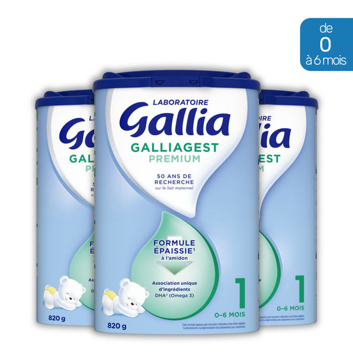 3 Boîtes de Lait en poudre Premium 1 3x820g - Galliagest De 0 à 6 Mois