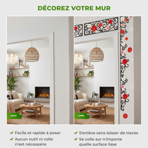 Stickers Muraux décoration adhésifs fleurs en frise