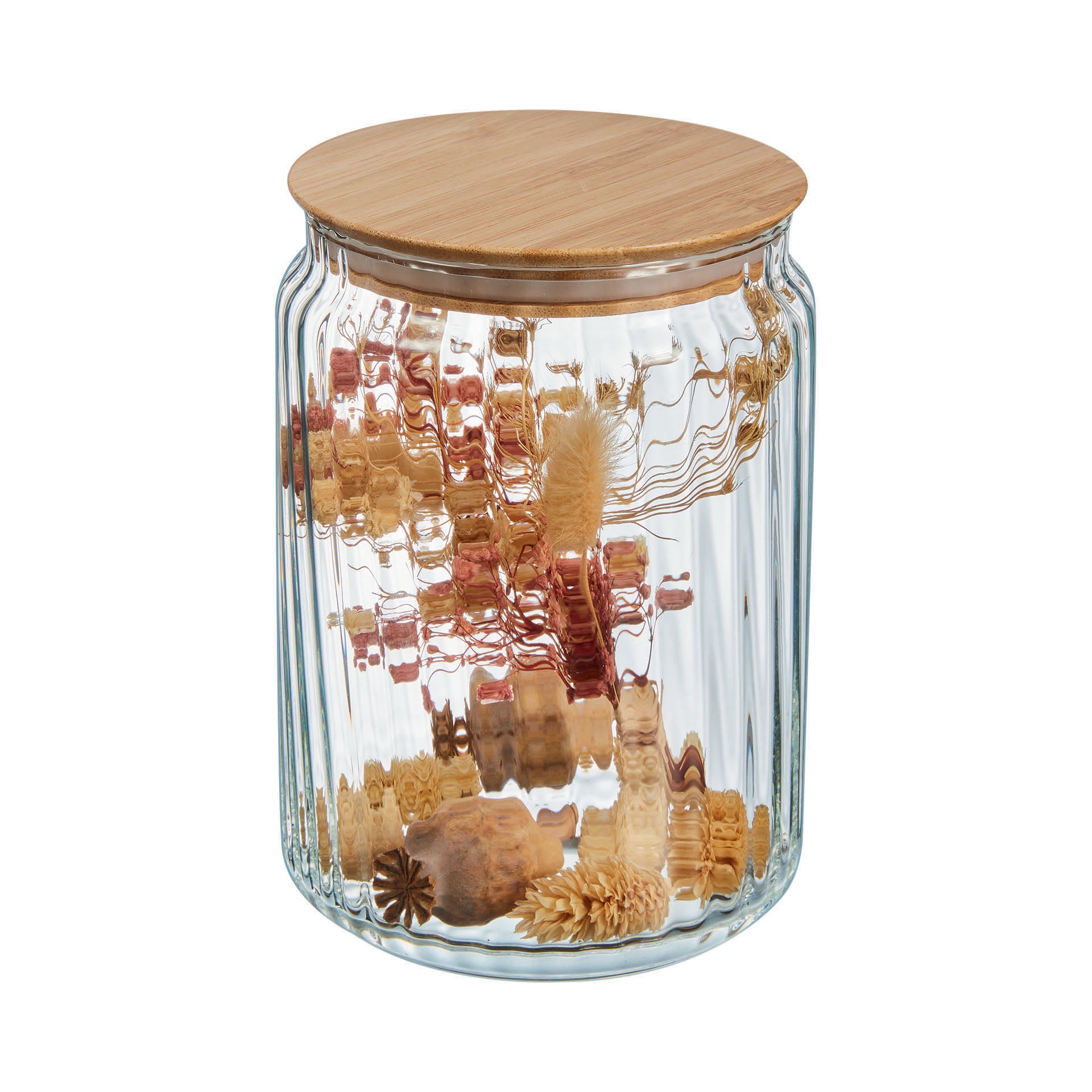 Pot de conservation 1L en verre avec couvercle bambou - Nova Jar - Luminarc